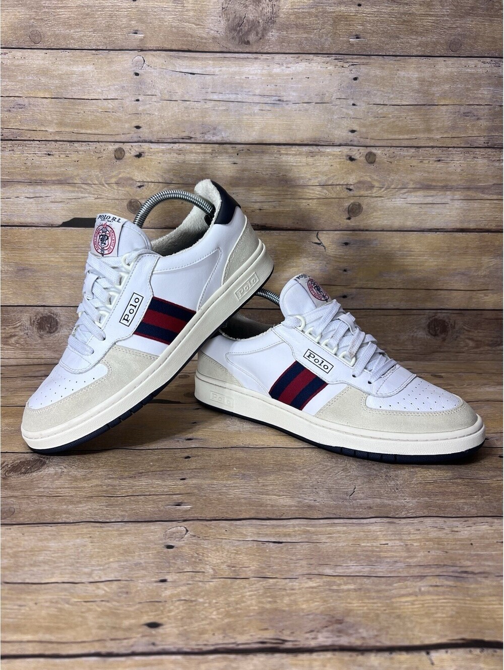Polo Ralph Lauren Athletic Polo Court, Leather/PU/Polyester, White, US 8D Unisex